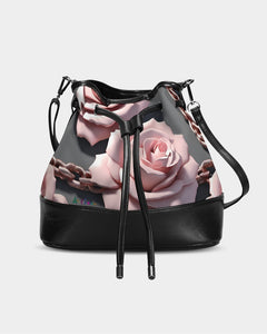 Amor Lavon Pink Roses Mini Drawstring Bucket Bag