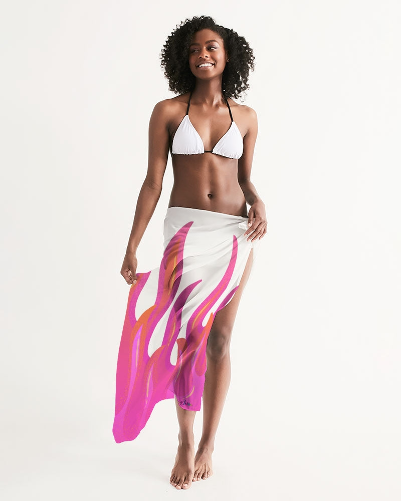 Amor Lavon Pink Flame Collection All-Over Print Swim Cover Up