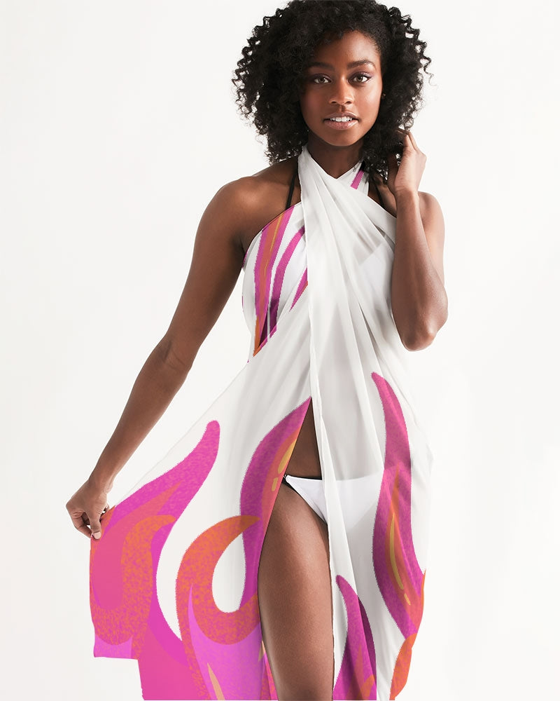 Amor Lavon Pink Flame Collection All-Over Print Swim Cover Up