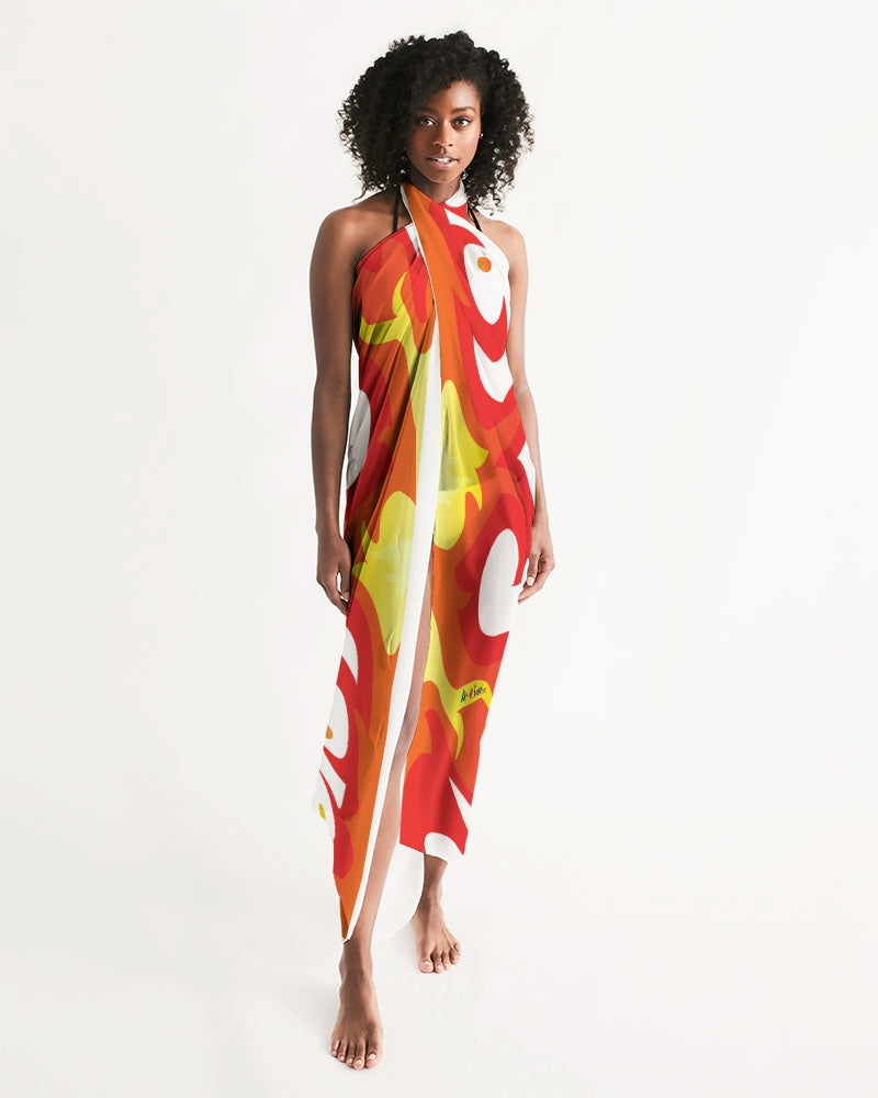 Amor Lavon Red Flame Collection All-Over Print Swim Cover Up