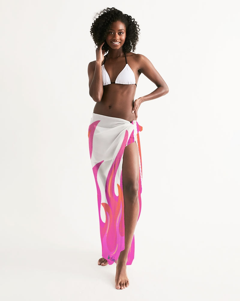 Amor Lavon Pink Flame Collection All-Over Print Swim Cover Up