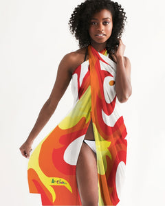 Amor Lavon Red Flame Collection All-Over Print Swim Cover Up