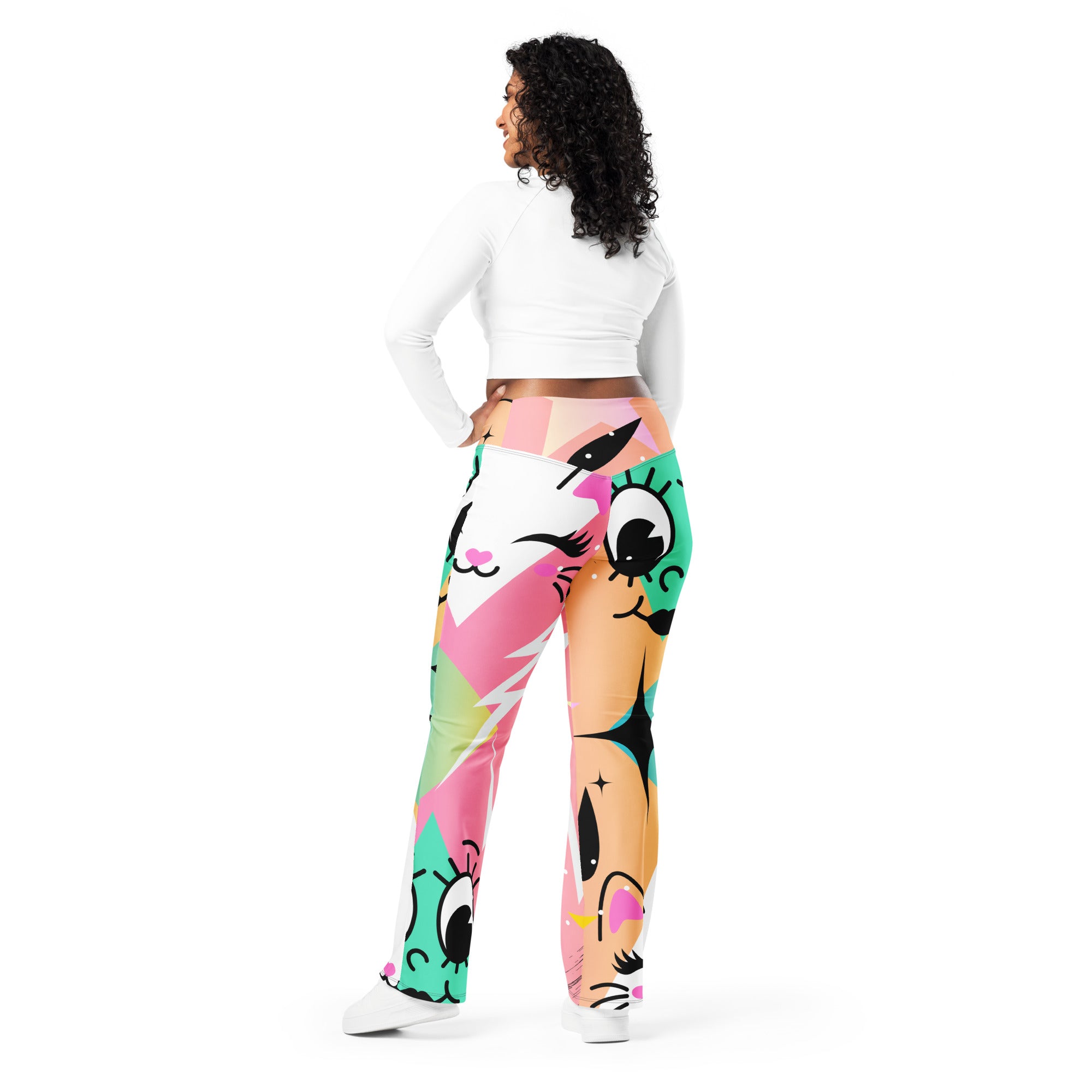 Amor Lavon Smiling Faces Flare leggings