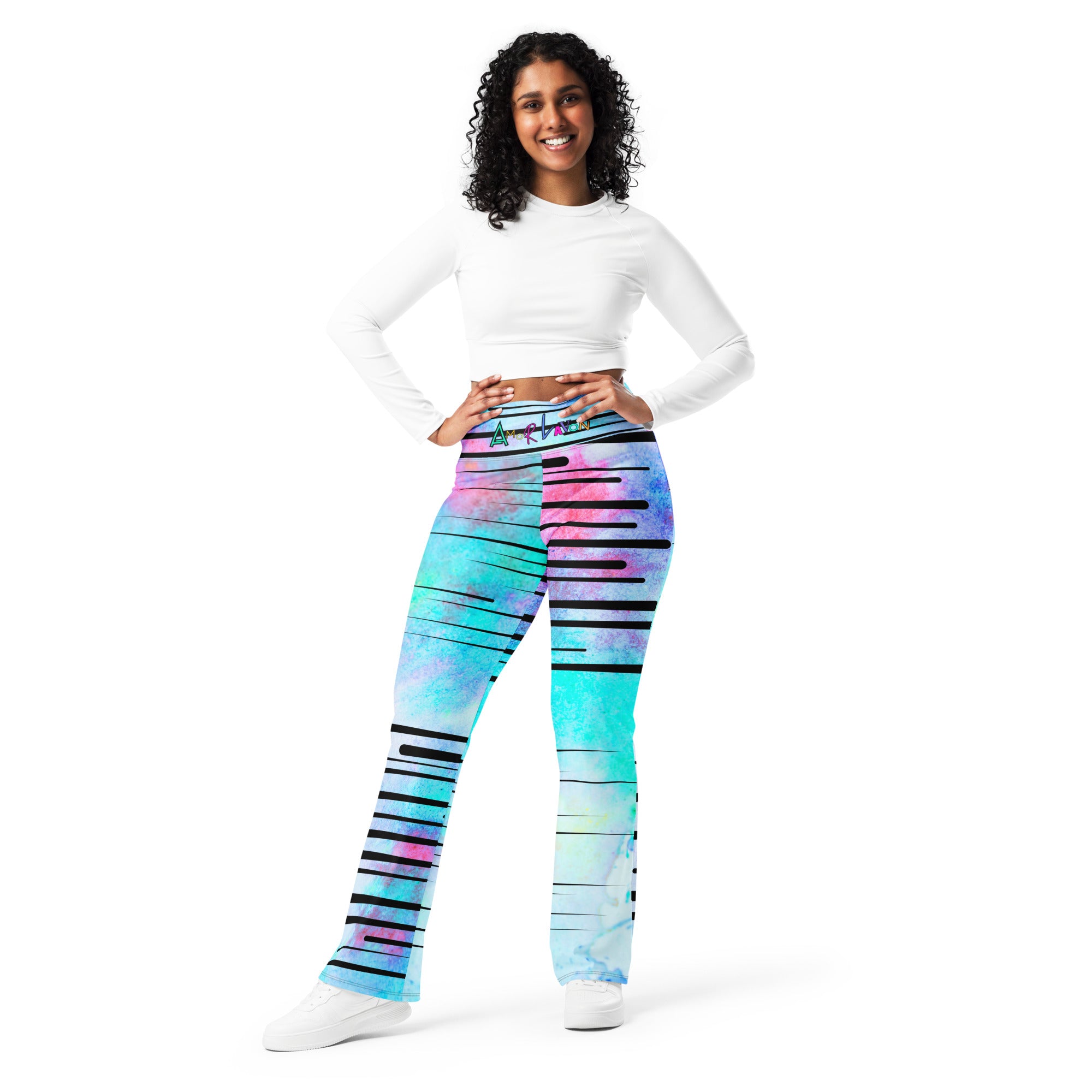 Amor Lavon Sky Lines Flare leggings