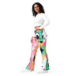 Amor Lavon Smiling Faces Flare leggings