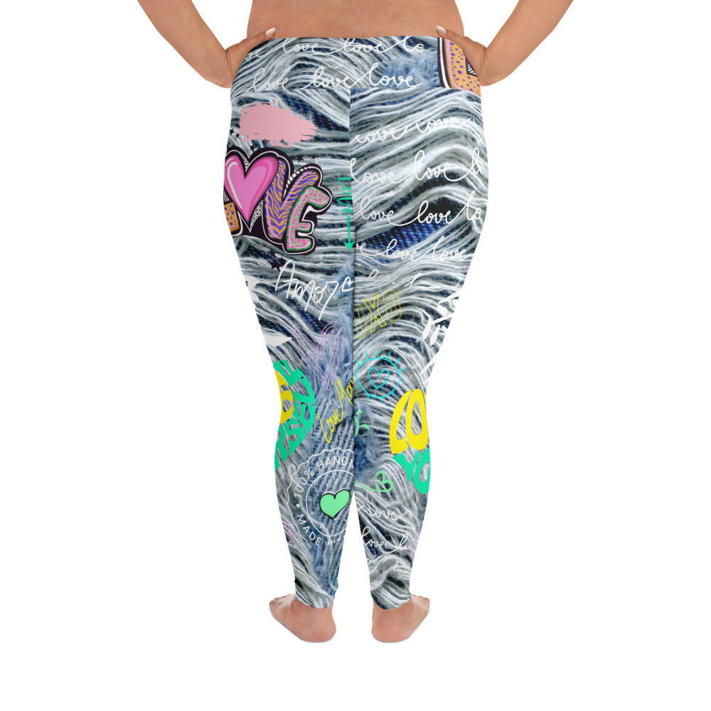 Amor Lavon "Loving Me First" All-Over Print Plus Size Leggings