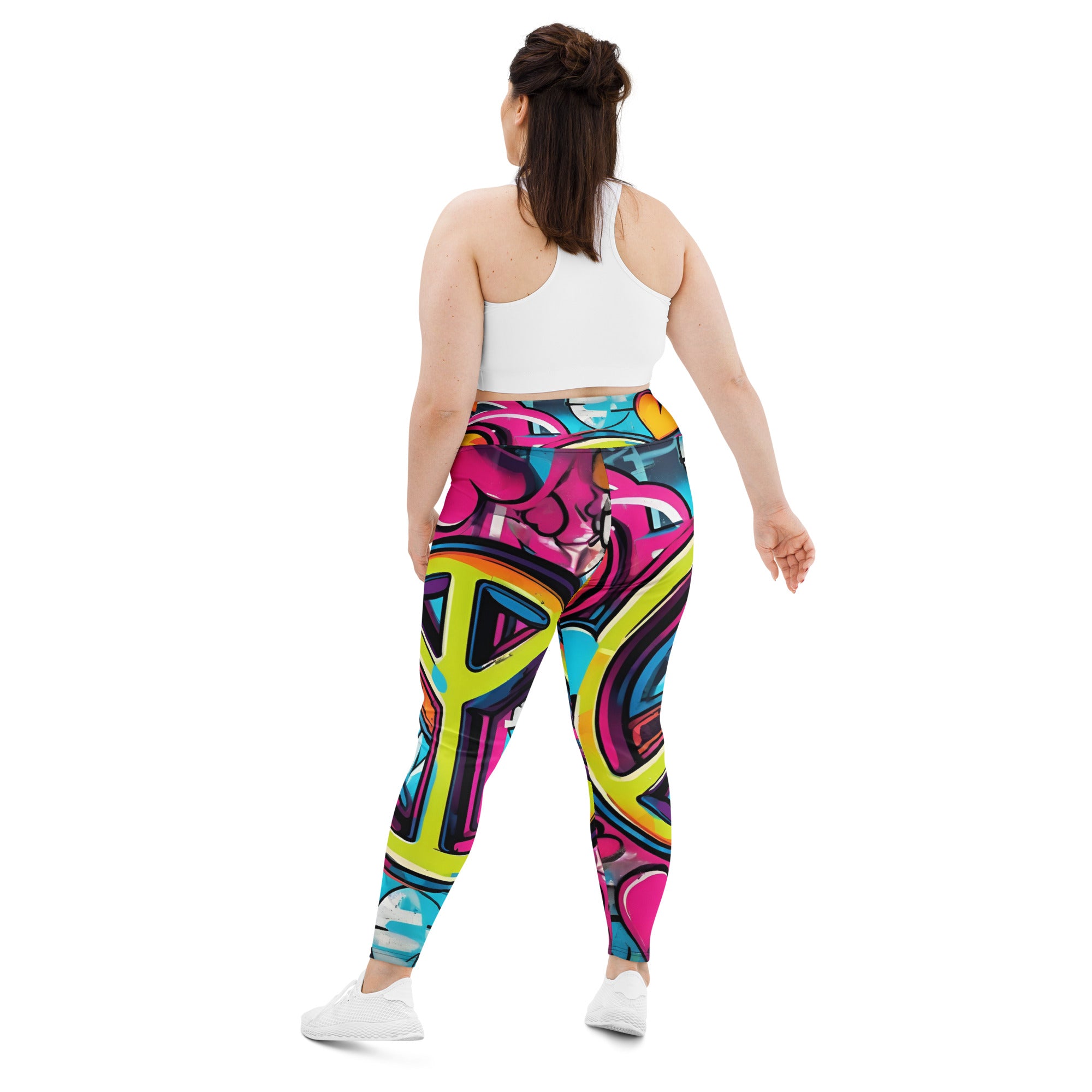 Amor Lavon Peace & Love All-Over Print Plus Size Leggings