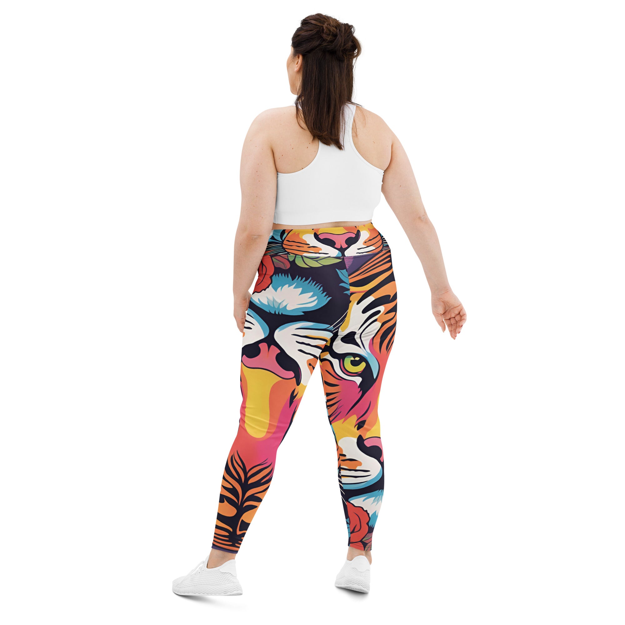 Amor Lavon Tiger Stripes All-Over Print Plus Size Leggings