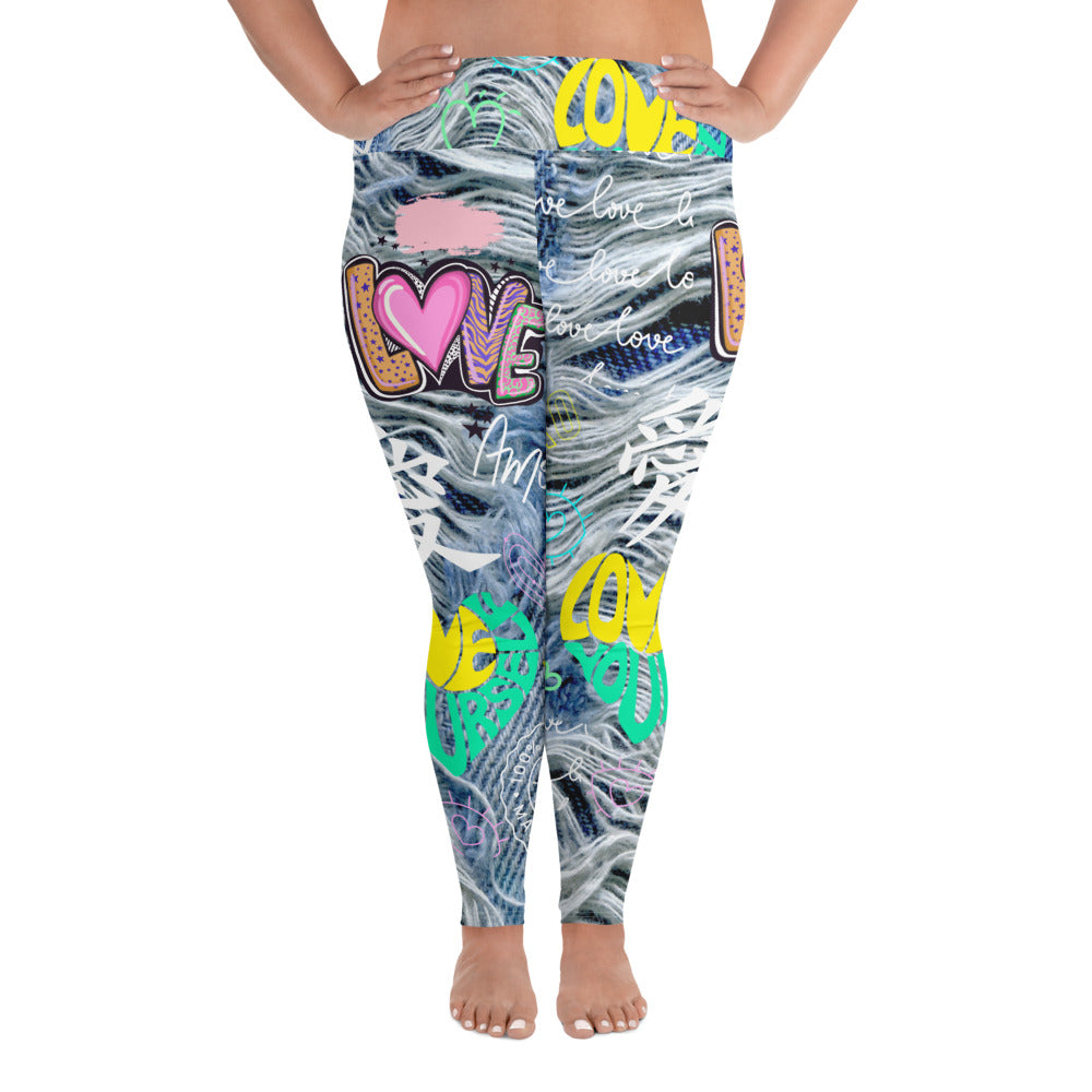 Amor Lavon "Loving Me First" All-Over Print Plus Size Leggings