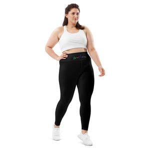 Amor Lavon Black All-Over Print Plus Size Leggings