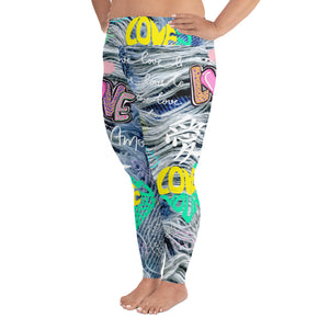 Amor Lavon "Loving Me First" All-Over Print Plus Size Leggings