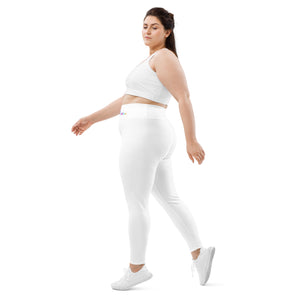 Amor Lavon White All-Over Print Plus Size Leggings