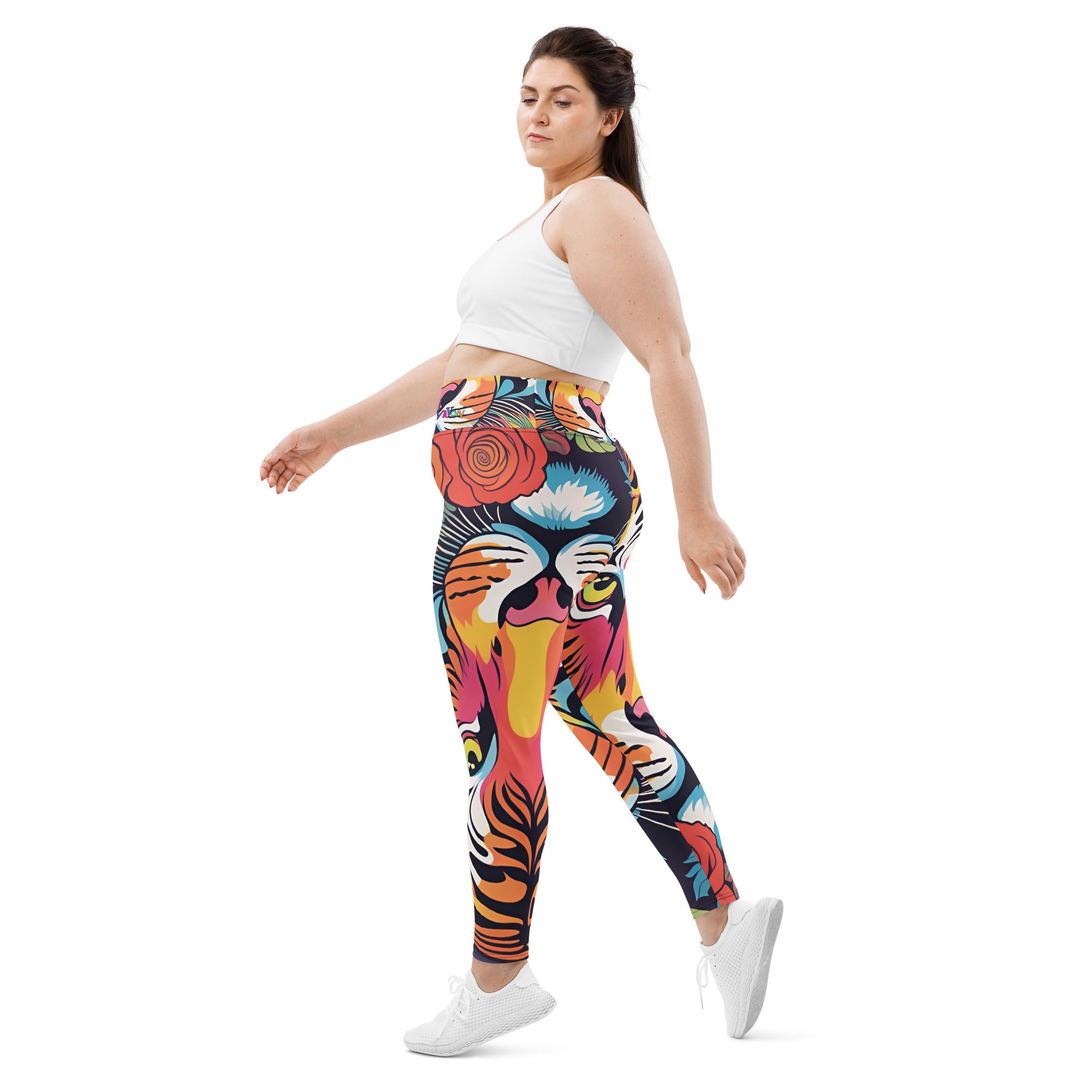 Amor Lavon Tiger Stripes All-Over Print Plus Size Leggings