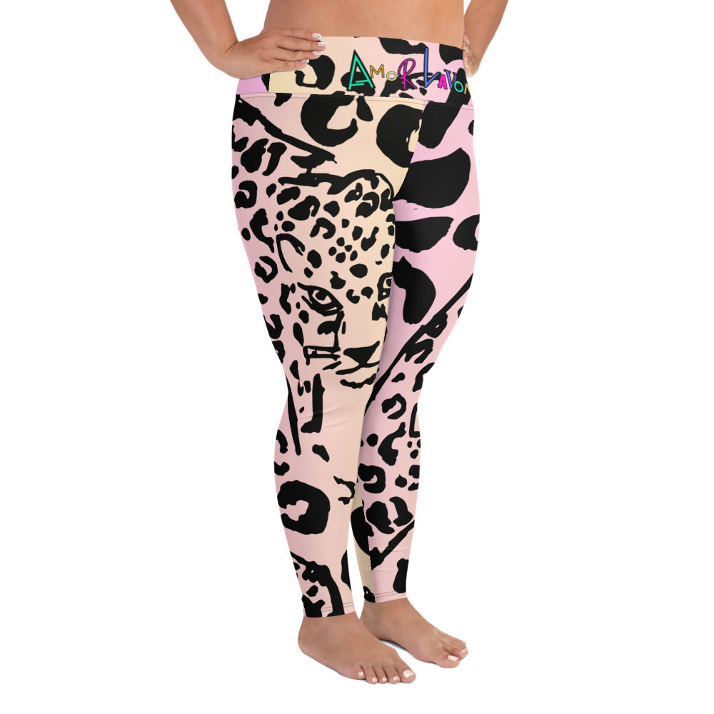 Amor Lavon Jungle Vibez All-Over Print Plus Size Leggings