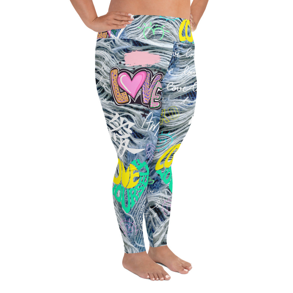 Amor Lavon "Loving Me First" All-Over Print Plus Size Leggings