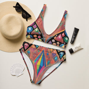 Amor Lavon Rhinestones & Rubies Recycled high-waisted bikini