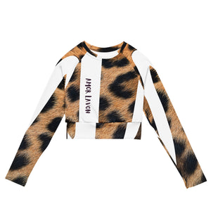 Amor Lavon Fierce Meow Recycled long-sleeve crop top