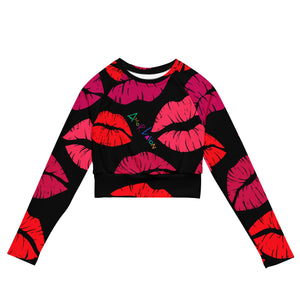 Amor Lavon Kissing You Recycled long-sleeve crop top