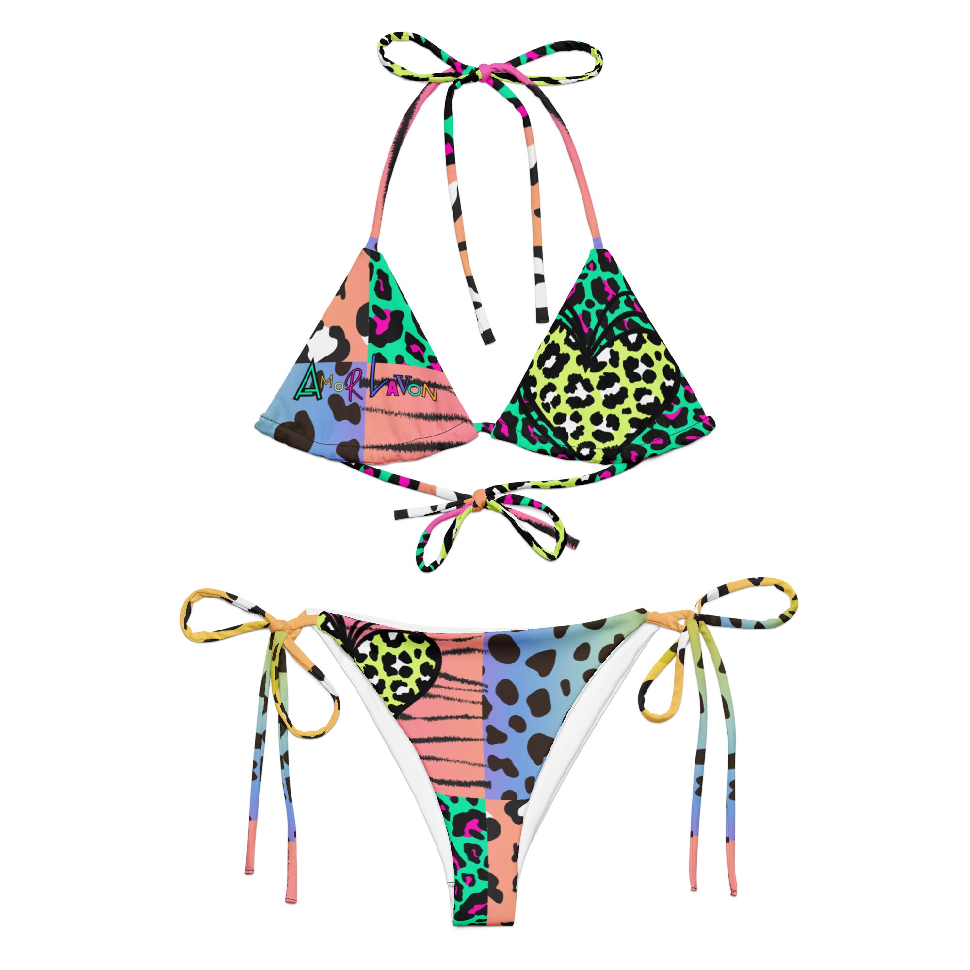 Amor Lavon She A Hottie All-over print recycled string bikini