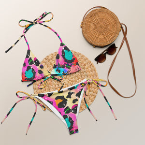 Amor Lavon She Came To Win All-over print recycled string bikini