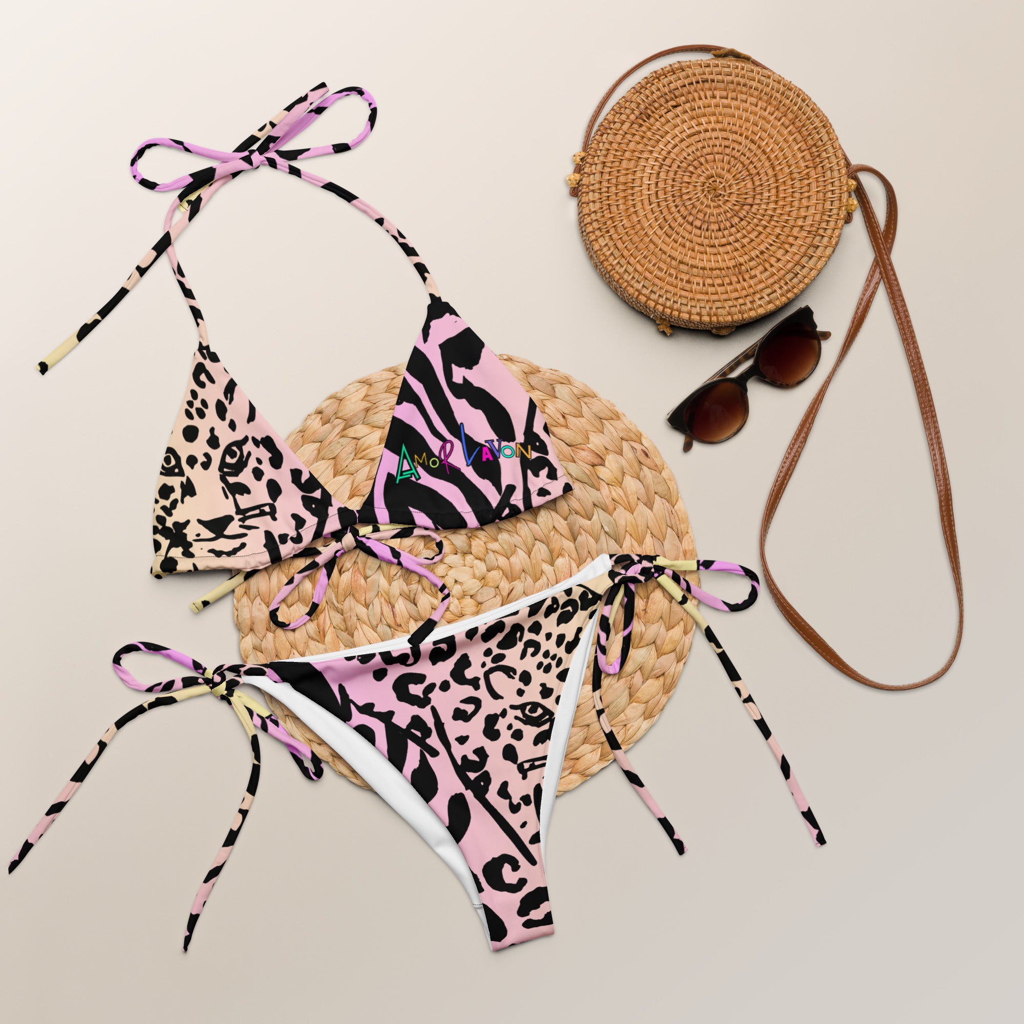 Amor Lavon Jungle Vibez All-over print recycled string bikini