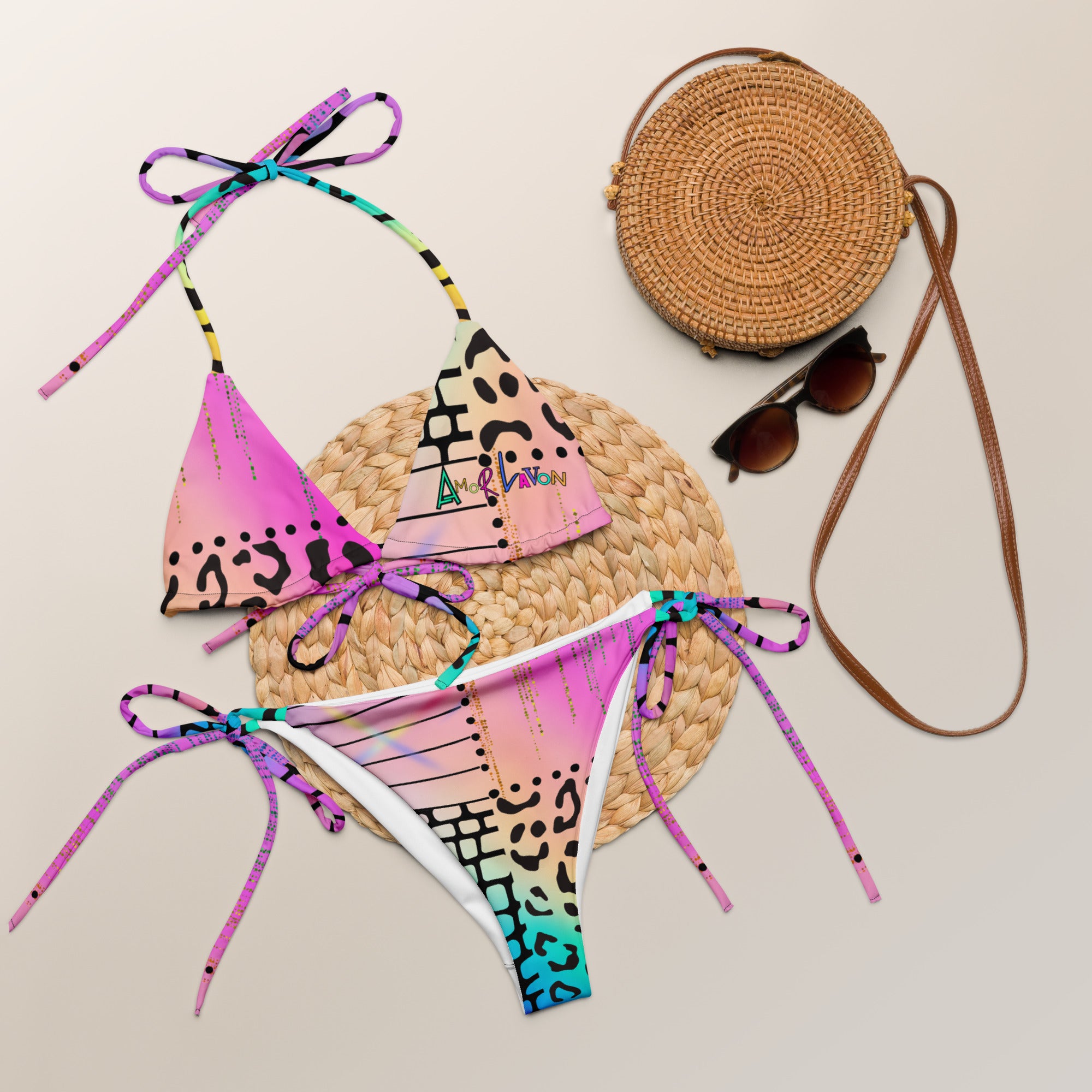 Amor Lavon Shimmer Queen All-over print recycled string bikini