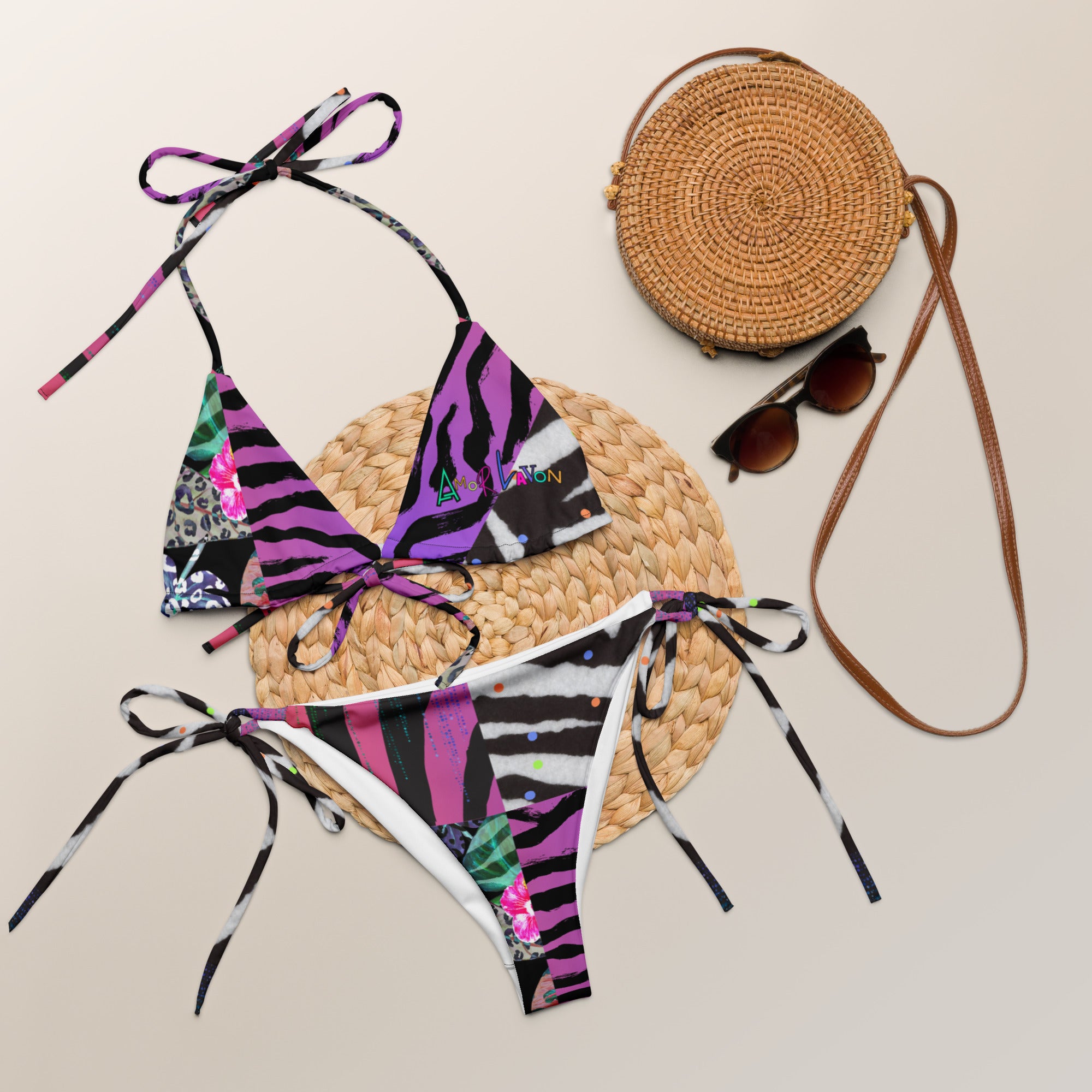 Amor Lavon Talk To Me Nice All-over print recycled string bikini