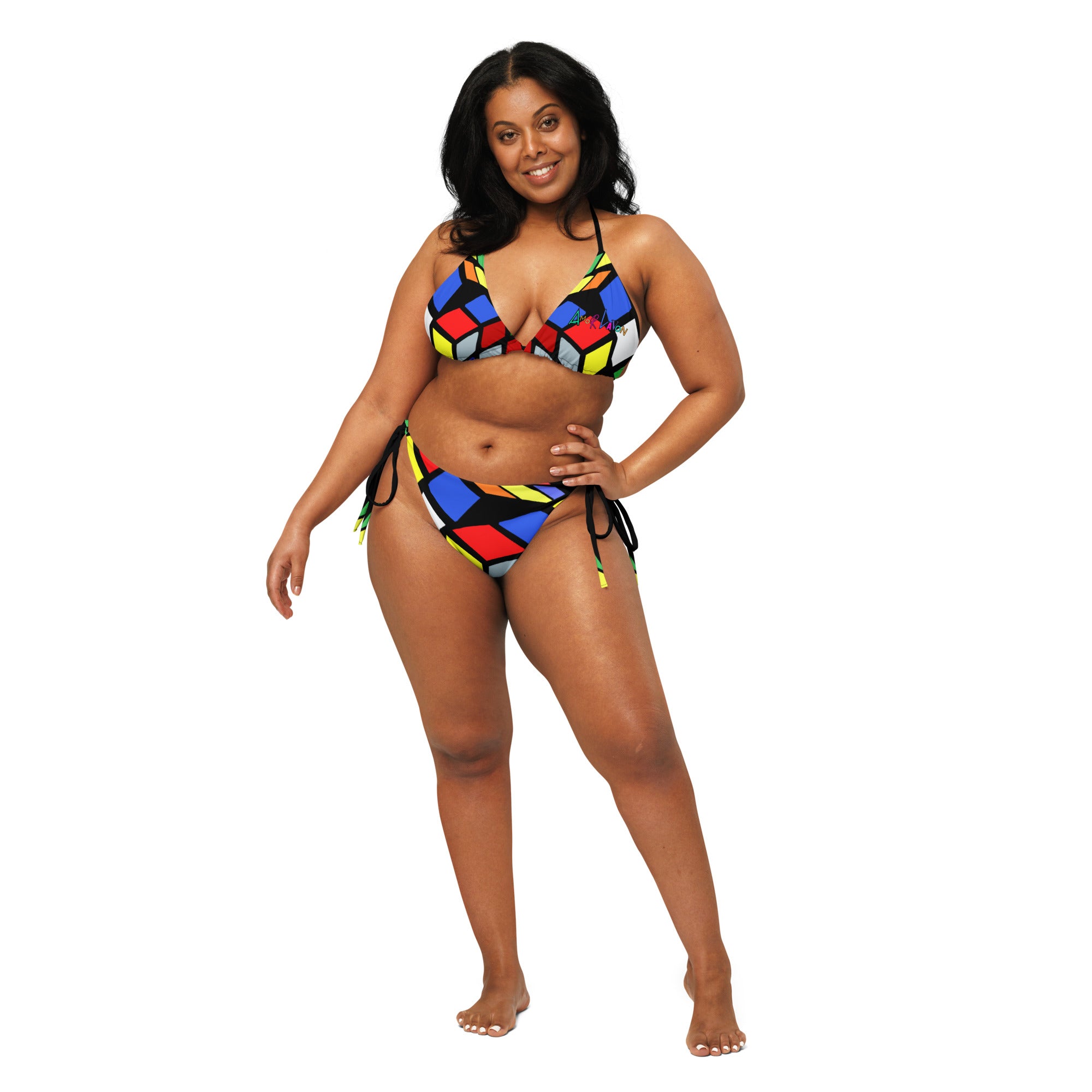 Amor Lavon Rubi All-over print recycled string bikini