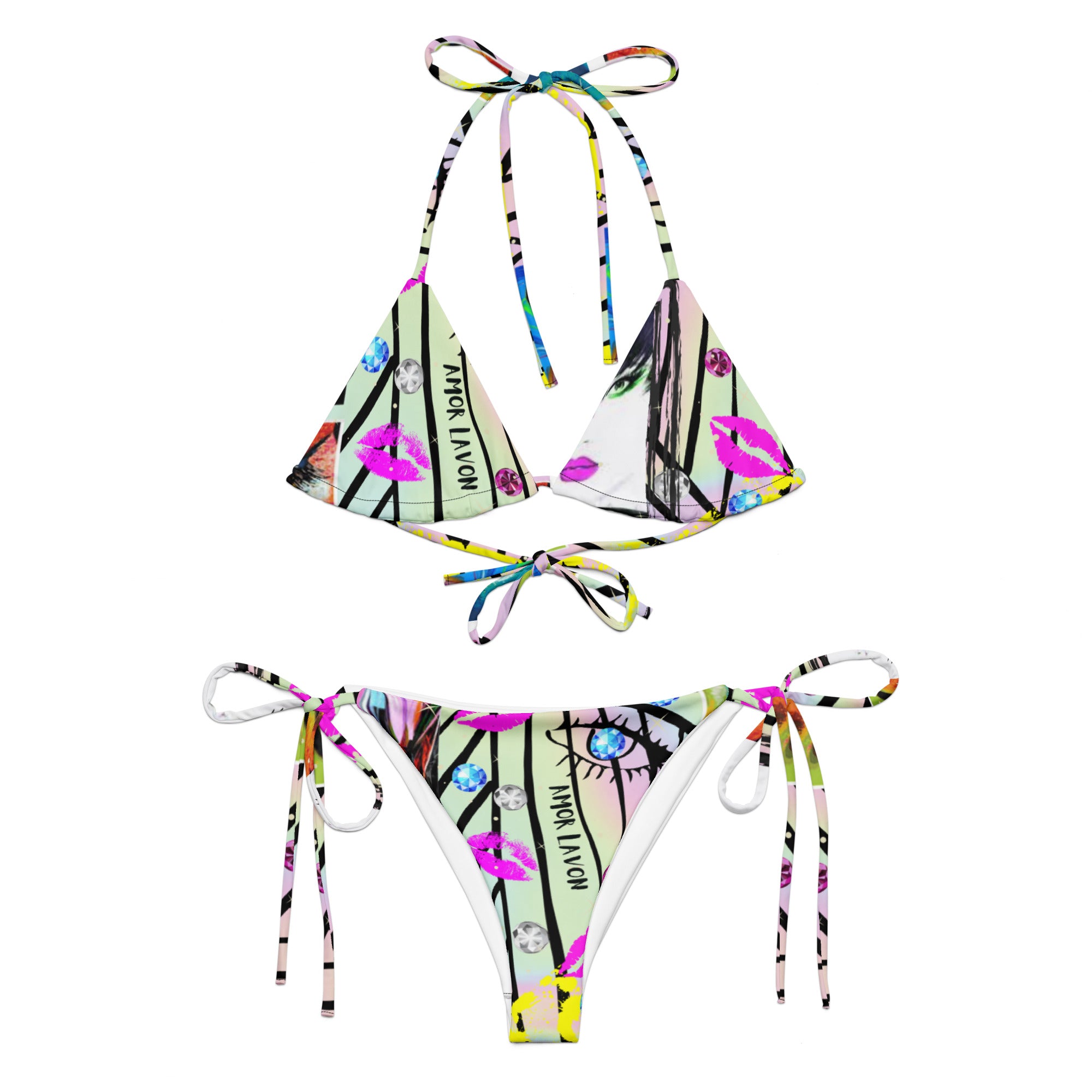 Amor Lavon Sexy As Hell All-over print recycled string bikini