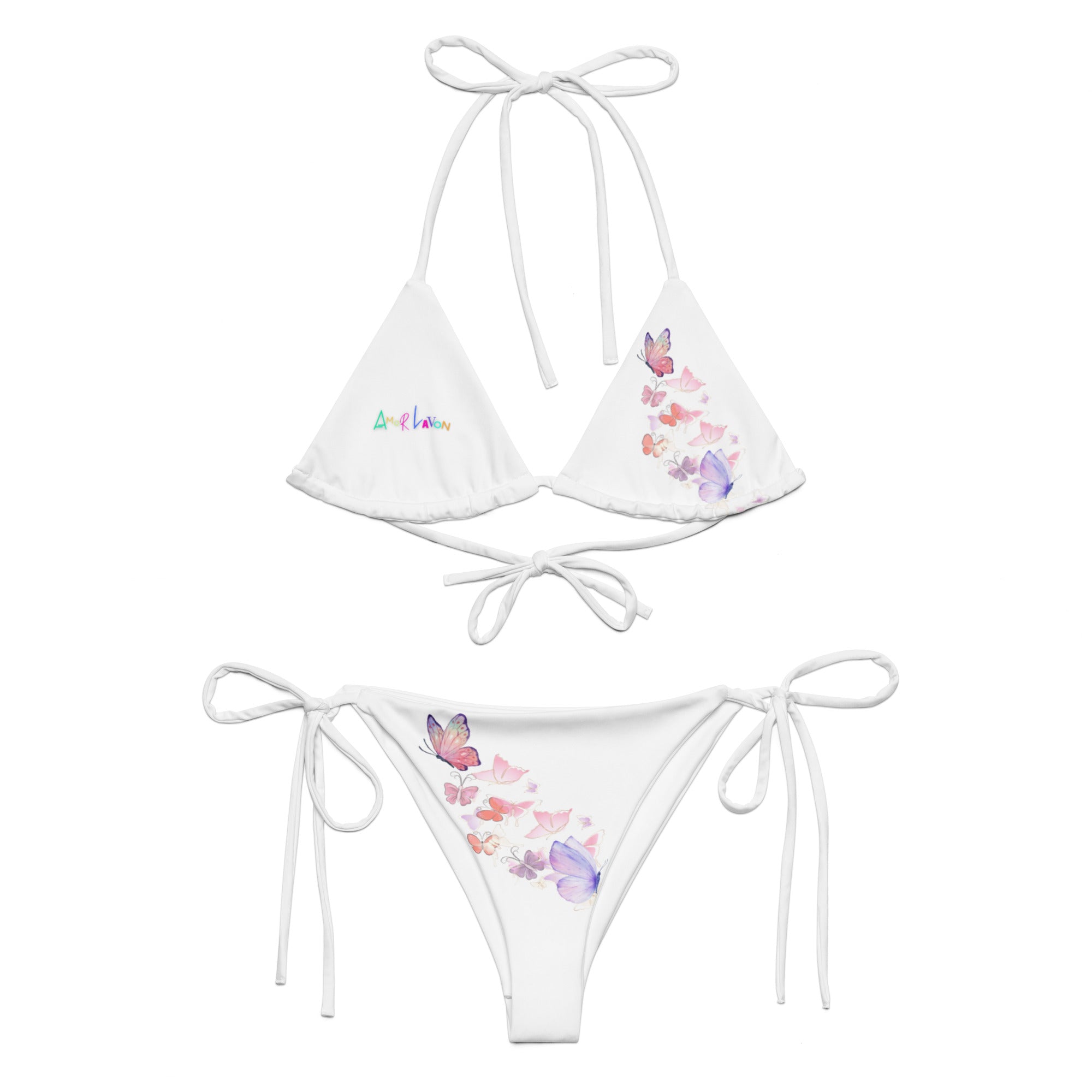 Amor Lavon "Butterflies" All-over print recycled string bikini