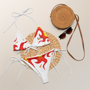 Amor Lavon Red Flame All-over print recycled string bikini