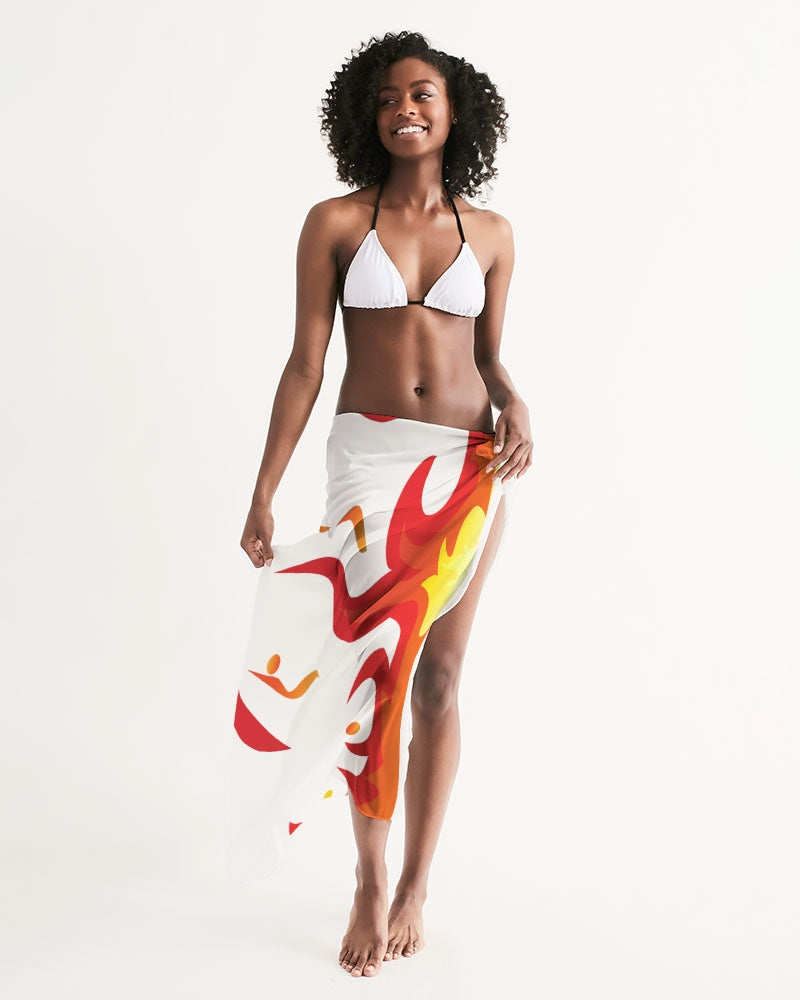 Amor Lavon Red Flame Collection All-Over Print Swim Cover Up