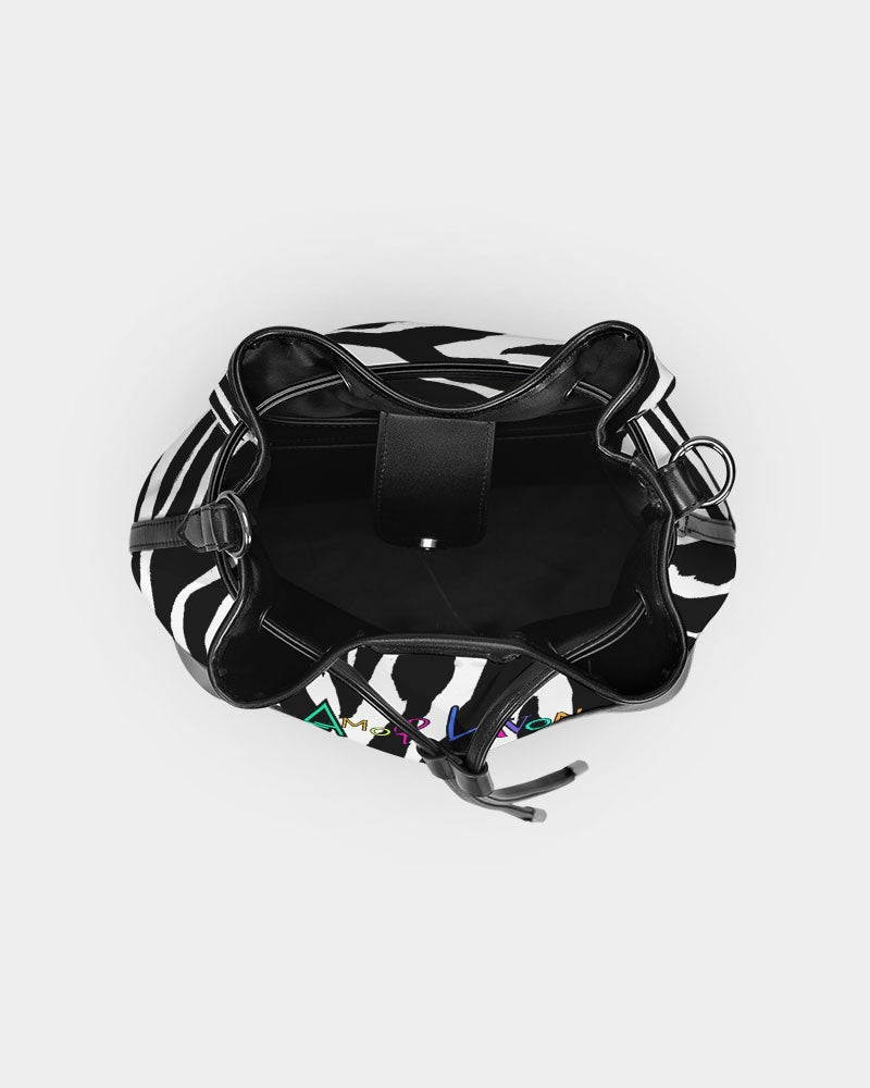 Amor Lavon Zebra Bae Mini Drawstring Bucket Bag