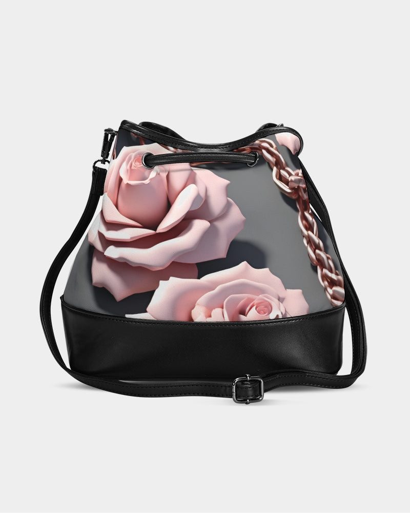 Amor Lavon Pink Roses Mini Drawstring Bucket Bag