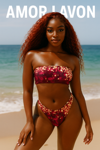 Amor Lavon "Classy Red" Recycled bandeau bikini