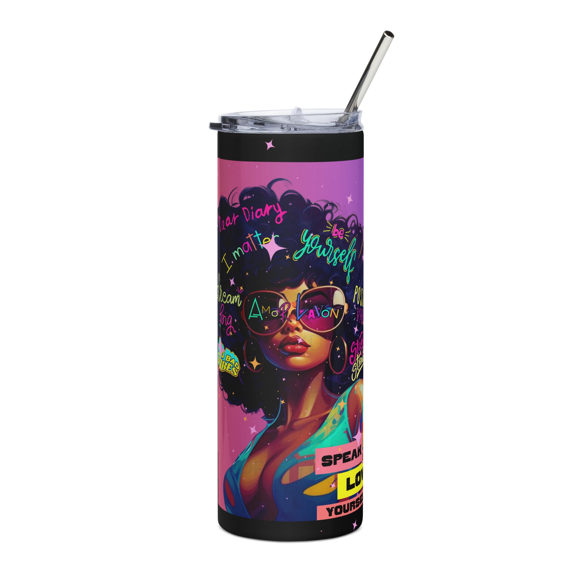 Amor Lavon Positive Vibes Only Stainless steel tumbler