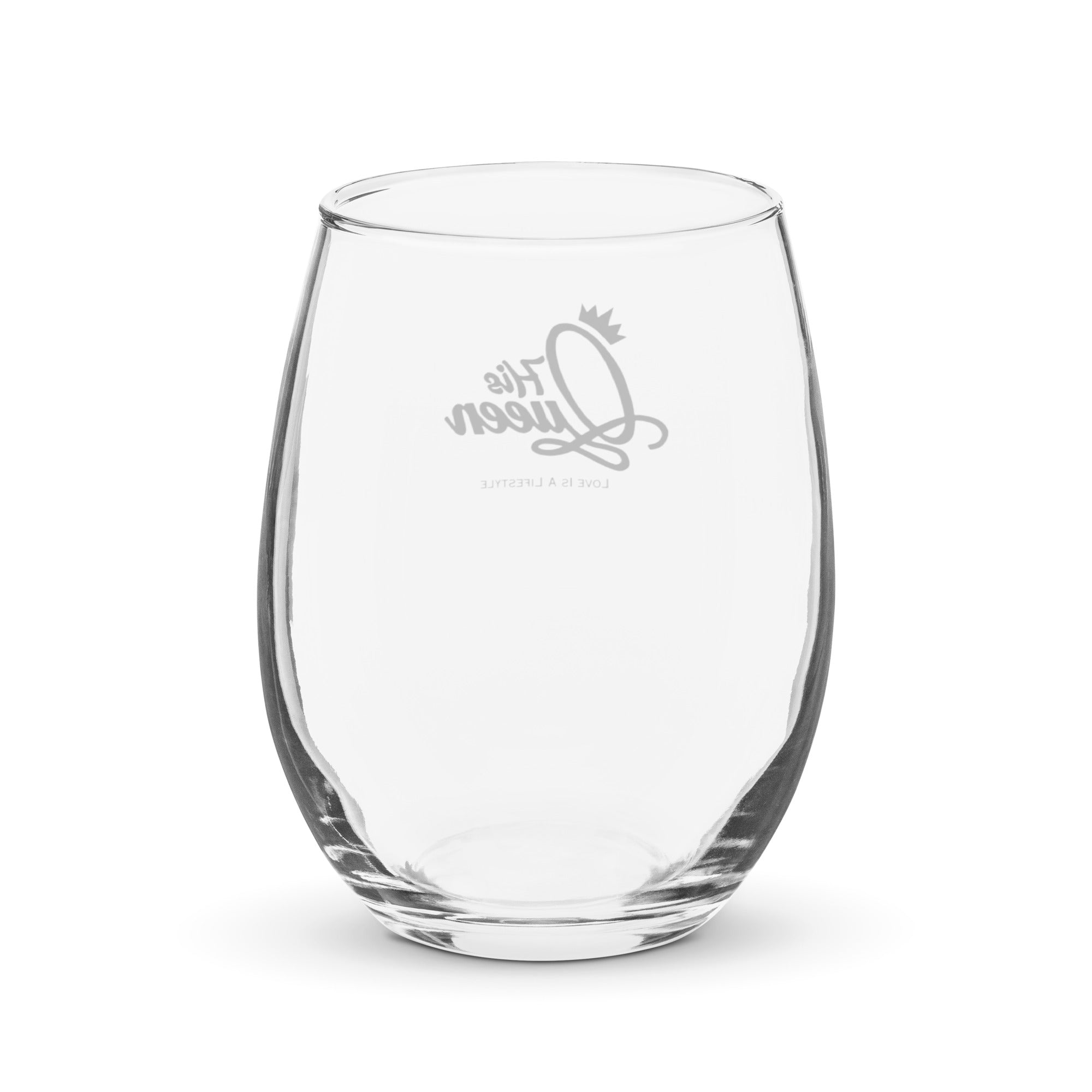 "His Queen" Stemless wine glass