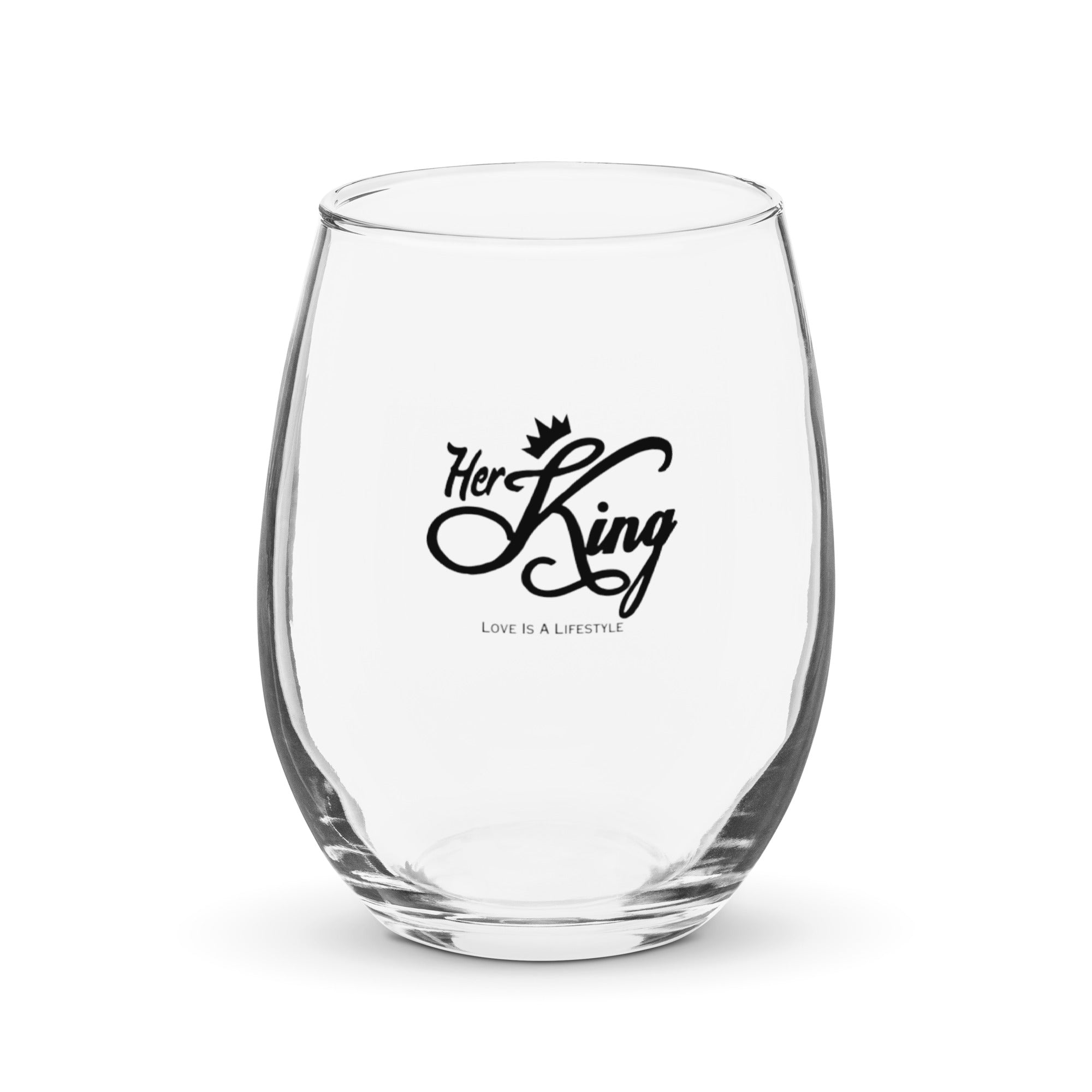 "Her King" Stemless wine glass