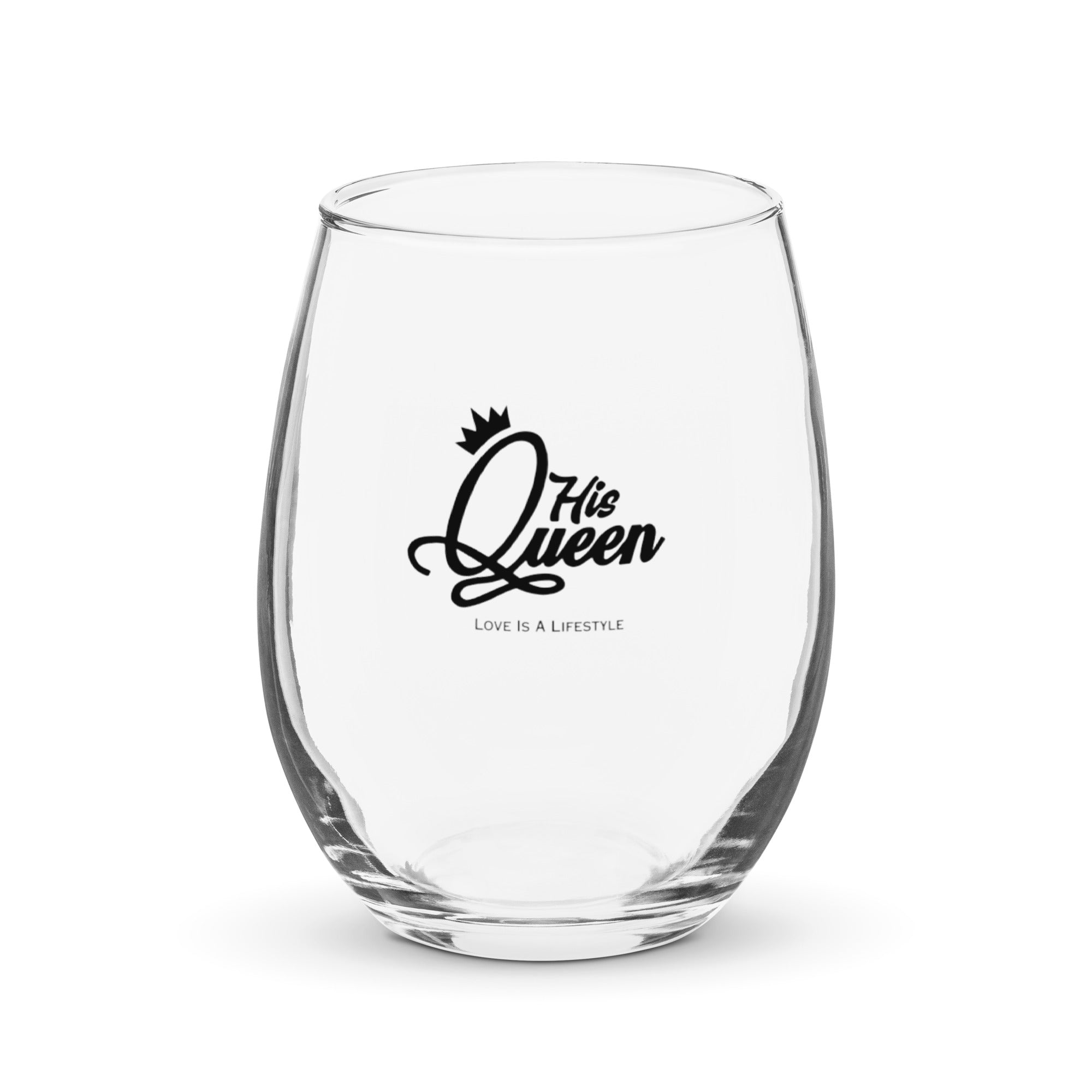 "His Queen" Stemless wine glass