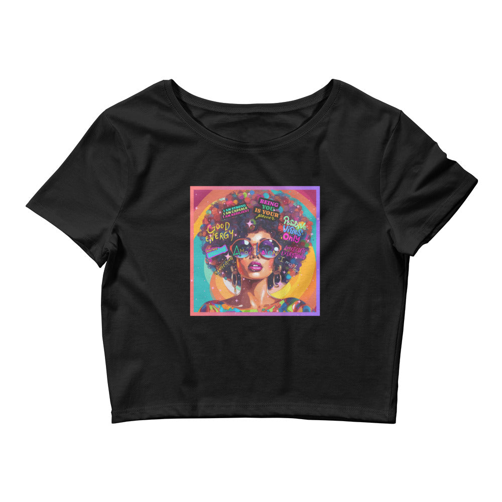 Amor Lavon Positive Vibes Only Women’s Crop Tee