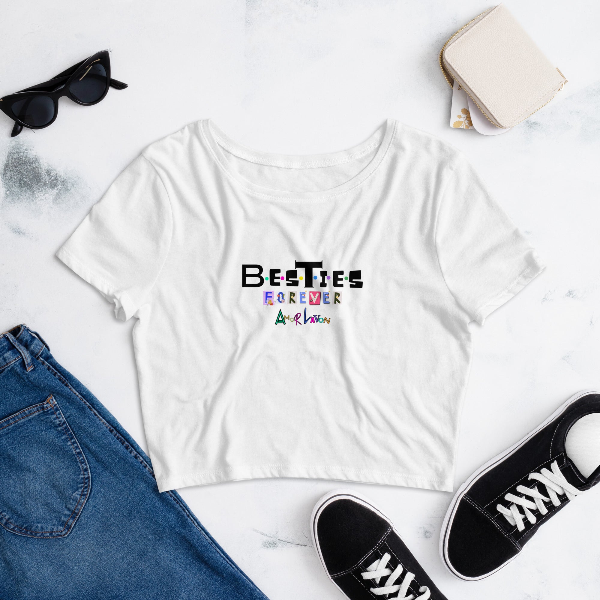 Amor Lavon Besties Forever Women’s Crop Tee