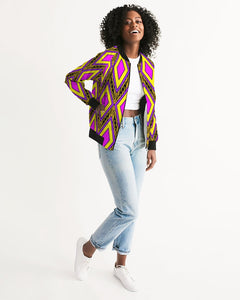 Amor Lavon Yellow Diamond Collection Women's Bomber Jacket