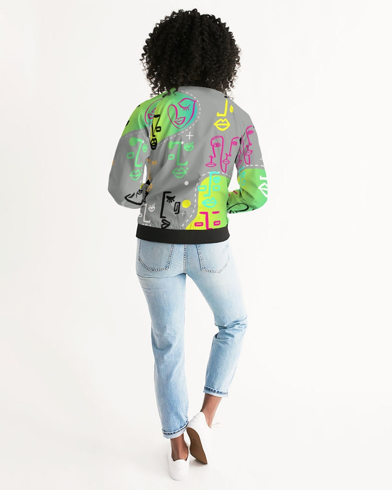 Amor Lavon Neon Lights Collection Women's Bomber Jacket