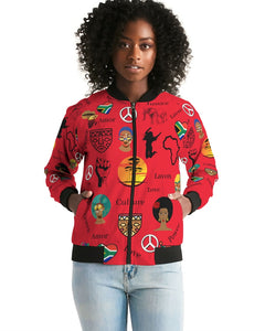 Amor Lavon Black Love Is Power Collection Women's Bomber Jacket