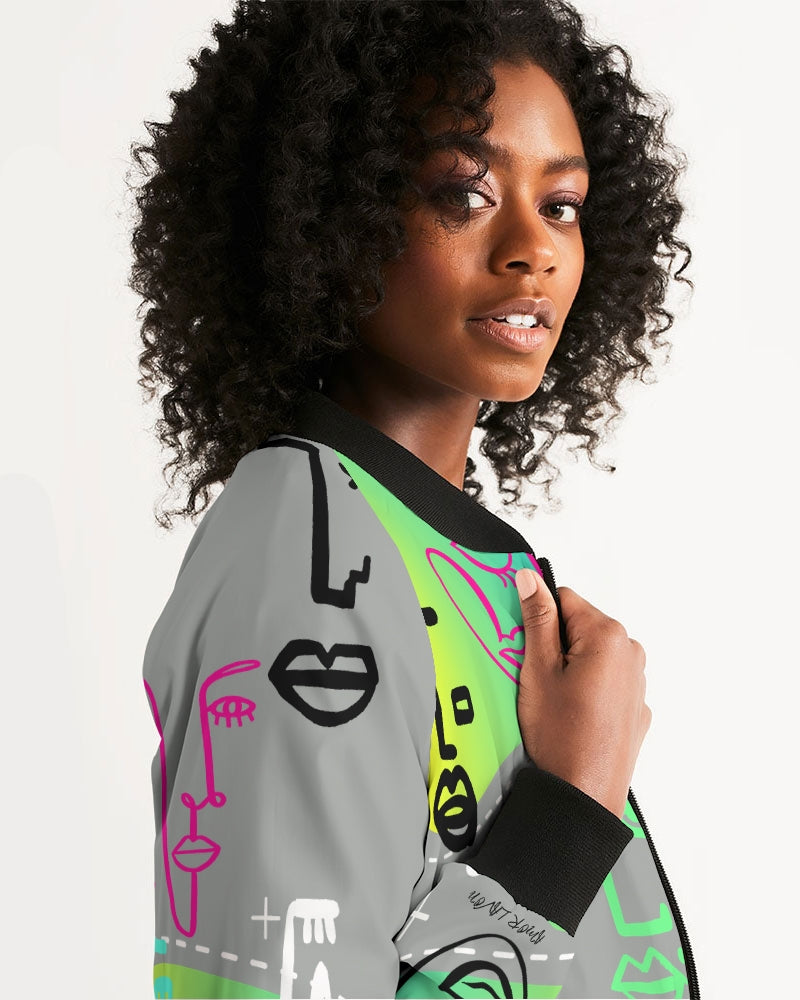 Amor Lavon Neon Lights Collection Women's Bomber Jacket