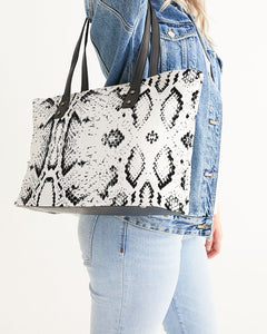 Amor Lavon White Snake Skin Collection Stylish Tote