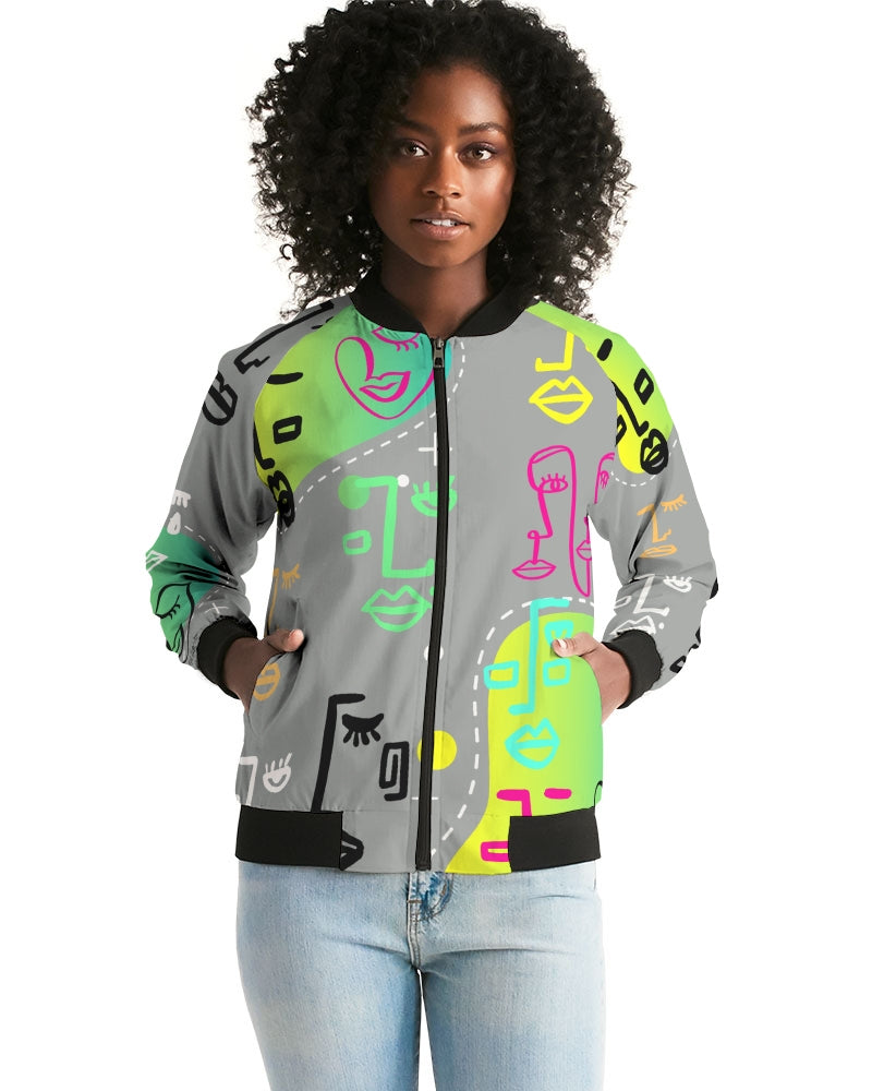 Amor Lavon Neon Lights Collection Women's Bomber Jacket