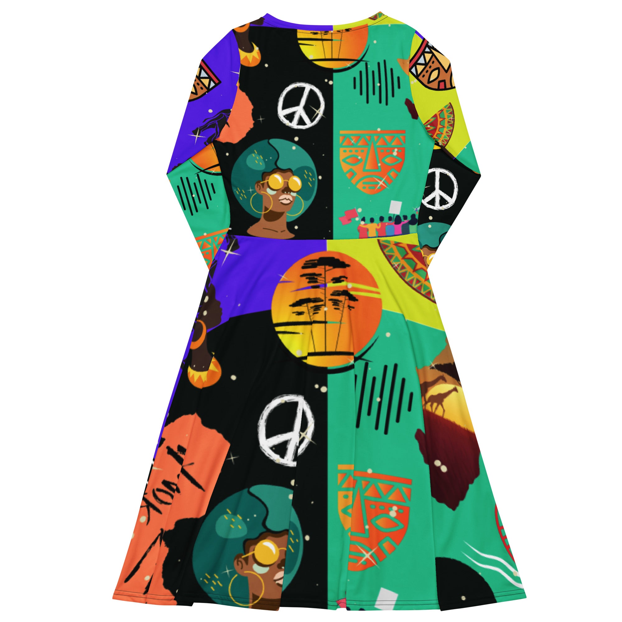 A.L Freedom All-over print long sleeve midi dress