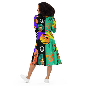 A.L Freedom All-over print long sleeve midi dress