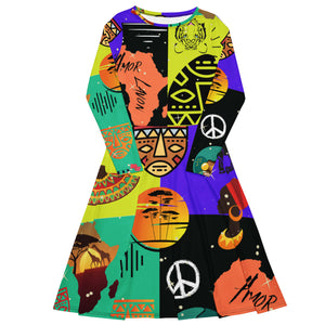 A.L Freedom All-over print long sleeve midi dress